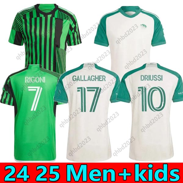 2024 Austin FC Soccer Jersey Kid Kit Man 24/25 Champion de football Home Green Las Voces Away White Tan Armadillo Driussi Rigoni Ring Rubio Wolff Zardes Rereira