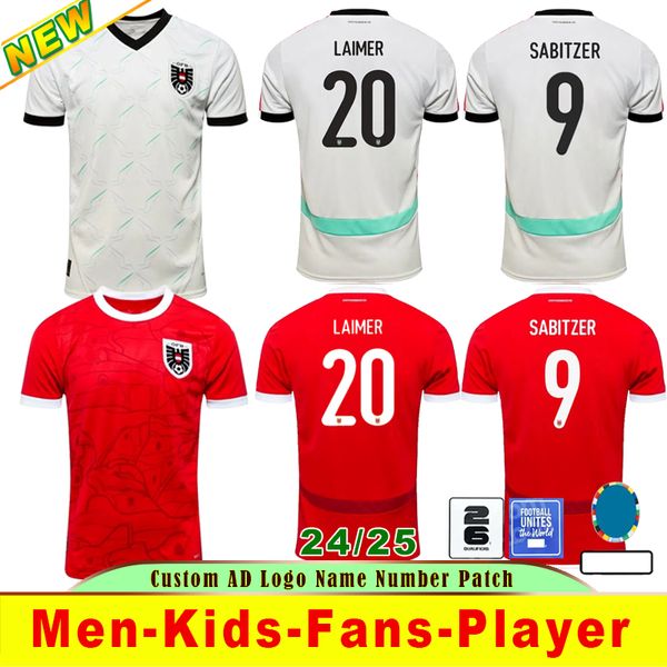 2024 Autriche Jerseys Euro Soccer Jersey Souvenir Arnautovic Football Shirt Home Away Alaba Camisetas de Futbol Men Kids Sabitzer Lienhart Uniforme