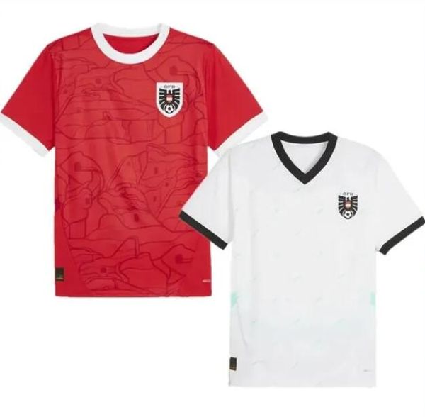 2024 Autriche Jerseys Euro Soccer Jerseys Souvenir 24 25 Home Red Away White Football Shirt Men Kids Kit Sports Outdoor