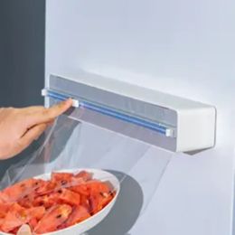 2024 Dispensador automático de cortador de películas de aluminio y envoltura de plástico con inyector de papel pergamino - Herramienta de cocina conveniente para fácil -