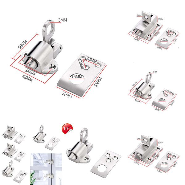 Boulon de verrouillage à ressort automatique en acier inoxydable, serrure coulissante à fermeture automatique, loquet de sécurité pour porte de fenêtre, matériel de loquet de porte, 2024