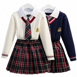 2024 Automne Enfants Set Girls School Uniforme Double Set Style scolaire pour enfants Vêtements pour filles Junior High School Vêtements E8YN #