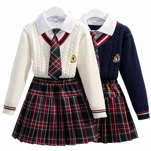 2024 Conjunto de niños de otoño Uniforme escolar para niñas Conjunto doble Estilo escolar para niños Ropa para niñas Ropa para la escuela secundaria E8YN #