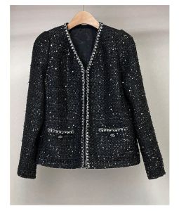 Manteau en Tweed pour femmes, Style petit parfum de célébrité, à la mode, léger, luxueux, scintillant, fleur épaisse, nouvelle collection automne 2024