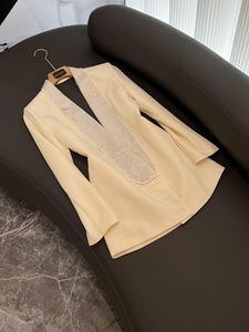 2024 automne Sexy dos nu Beige chaud forage Blazer Blazers à manches longues revers cou évider classique vêtements d'extérieur manteaux Q3N027154