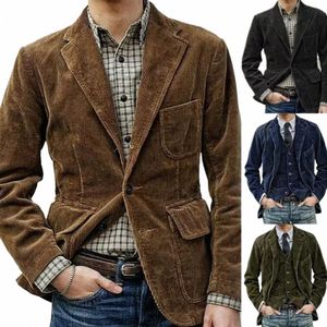 2024 automne hiver hommes manteau vestes en velours côtelé costumes décontractés avec épaulettes Fi revers manches Lg veste solide modèles A8AG #