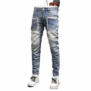 Jean épissé rétro pour homme, pantalon décontracté, élastique, persalisé, y2k, Baggy, nouvelle collection automne hiver 2024, 475Q #