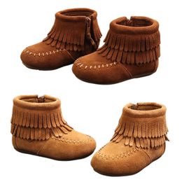 2024 bébé enfants gland daim cheville mode bottes bottines chaussures doux enfants filles doublure en peluche bottes de neige 240122