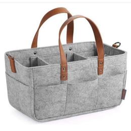 2024 Baby Felt Storage Nursery Organisateur Panier Sac à couches pour bébé avec poignée Caddy Changer Nappy Kids Storage Carrier Grande poche