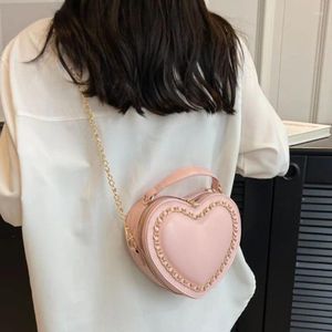 Bolso cruzado elegante con forma de corazón para Mujer, bolsos de cuero JK Lolita, uniforme de hombro Kawaii liso, Bolso de PU para Mujer 2024