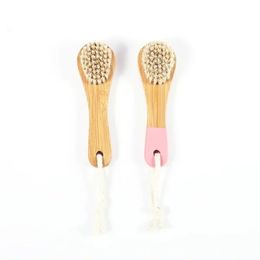 2024 Bamboo Face Cleaning Brush Soft Brear Brail Beauty Face Tool Skincare Skin Diepe reiniging Exfoliërende lipborstel voor Woman For Beauty Face Tool