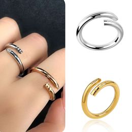 2024 Anillos de banda Anillos de amor para mujeres Anillo de diamante Anillo de diseñador Joyería de uñas Moda Clásico Banda de acero de titanio Oro Plata Color rosa