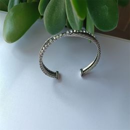 2024 Bangle Twisted armbanden sieraden Double Dy Dy Bracelet X Draad Bracelet Women Platinum Fashion Trend Platinum Hennepring Opening Sieraden