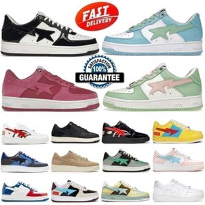2024 Bapestark8 Chaussures gris couleur noire camouflage combo rose vert ABC Camos Pastel Blue Patent Leather Trainers Sports Sneakers
