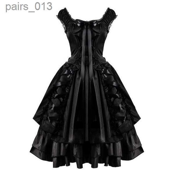 2024 Robes de concepteur décontracté de base Femmes Vintage Gothic Robe for Party Classic Black Cosplay Lacereed Lace Up Goth Lolita Halloween A-Line Robe Mujernes2 1AW3Y