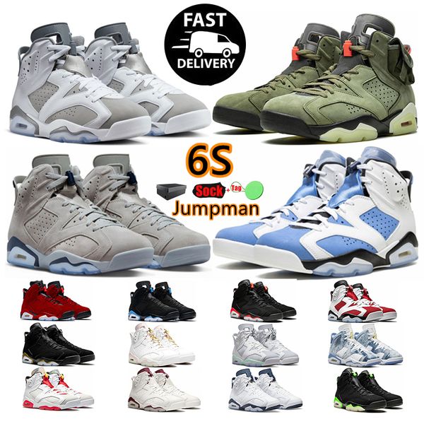 2024 Chaussures de basket-ball Jumpman 6 6s Université Bleu Rouge Oreo Georgetown Midnight Navy Cactus Jack Noir Baskets pour hommes infrarouges Baskets de sport en plein air Eur 36-47