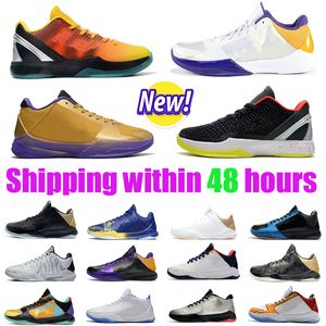 2024 Basketbalschoenen Mamba 5 6 Zoom met sokken Heren Protro Grinch Bruce Lee What If Lakers Big Chaos 5 Rings Metallic Gold Dhgates Trainers Sportschoenen