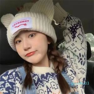 2024 Bamans / Capes de crâne Kpop Street Enfants Même bonnets en tricot en tricot et chapeaux d'oreille mignon