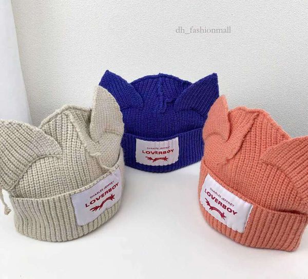 Bonnet/casquette de crâne Kpop Street pour enfants, animaux mignons, mêmes bonnets tricotés, chapeau d'oreille de chat, mode mignon Loverboy, couvre-chef décontracté, 2024