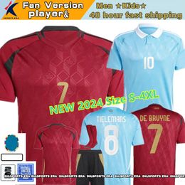 2024 Belgique Jersey de football de Bruyne Lukaku Doku 24 25 Belgique Équipe nationale Joueur de football Chirt Kit Kids Kit Home Taille S-4xl Carrasco Bakayoko Trossard