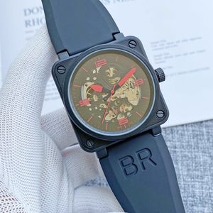 2024 Beller heren vrouwen BR Horloges Mannen Automatisch Mechanisch Horloge Bell Bruin Leer Zwart Ross Rubber Horloges Gift 7878
