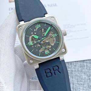 2024 Beller heren vrouwen BR Horloges Mannen Automatisch Mechanisch Horloge Bell Bruin Leer Zwart Ross Rubber Horloges Gift 2828