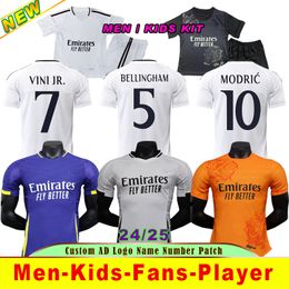 2024 Bellingham Vini Jr Soccer Jerseys Mbappe Tchouameni 24 25 Shirt Football Real Madrids Camavinga Rodrygo Modric Camisetas Kid Kit Kit Uniforms Fans Joueur