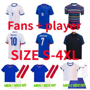 2024 Benzema Mbappe Griezmann Soccer Jerseys français Kante Pogba Giroud Guendouzi Dembele 24 25 Équipement Maillot de Football Shirt Kid Kit Kit Player Version