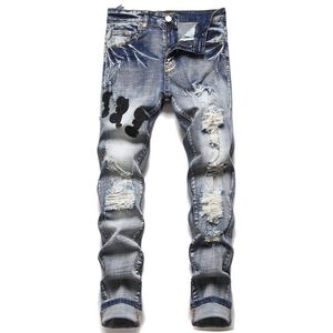2024 Bestverkopende Jeans Heren Designer Denim Geborduurde Broek Mode Gat Broek Hip Hop Stijl Rits Broek Maat 28-40 #013