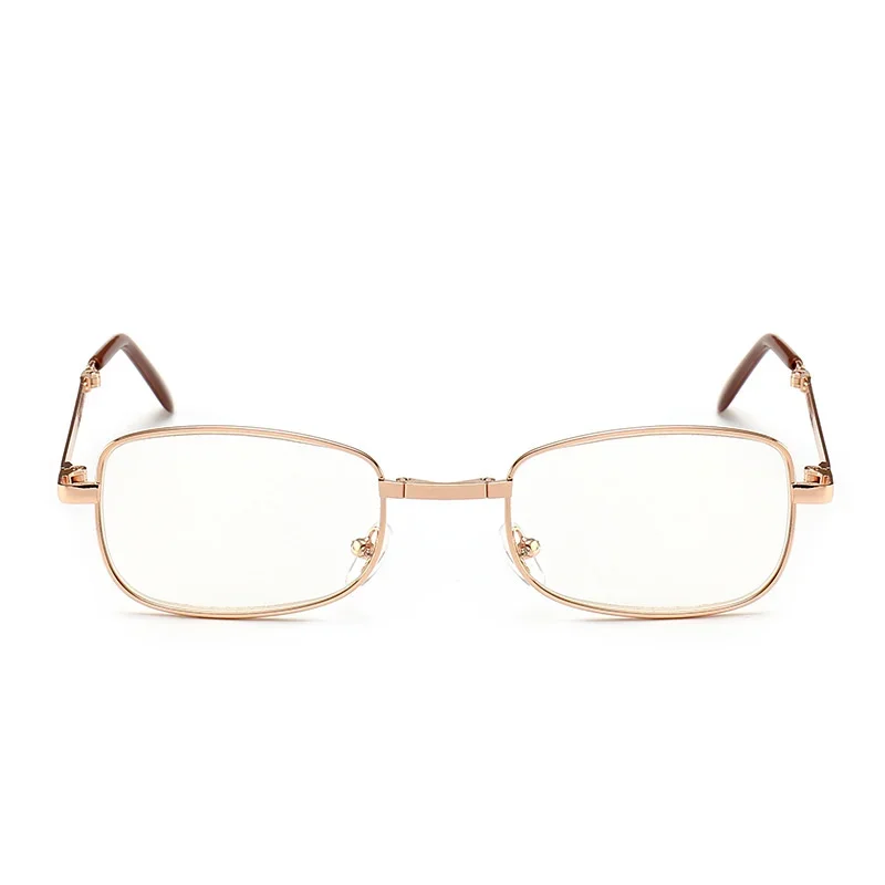 2024 Bifokale Faltbrille mit Lederbox Männern Frauen zusammenklappbare Metalllinsen Brillen mit Brillen Diopter