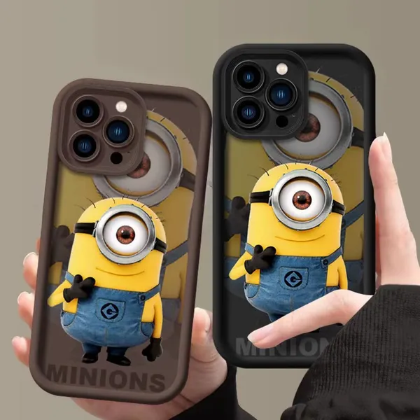 2024 Big Eyes Mignon Minions Animation Case de téléphone Apple 13IPHONE11 Anti-Fall 12Promax Full Soft Shell mignon