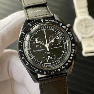 2024 Bioceramic Planet Moon Hen Watch Hoge kwaliteit Volledige functie Chronograaf Designer Watch Mission Mercury 42mm Nylon Watch Quartz Clock