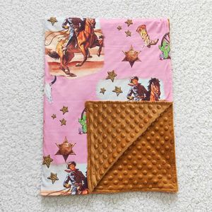 2024 Couvertures En Gros Bébé Fille Enfants Western Rose Literie Polaire Bottes De Vache Cactus Couverture Enfant Flanelle Enfants Mince Couette Meilleure qualité