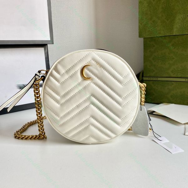 2024 Sac crossbody Blast Small Round Cake Vintage Style grande capacité Sac à carres de vache ondulée avec Sac de sens de la boîte Sac en diagonale 550154