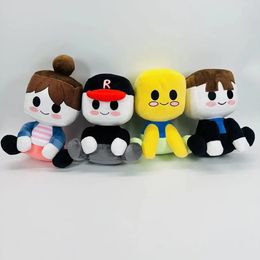 Jouets en peluche Blox Buddies pour fille, dessin animé noir avec chapeau, poupée décorative jaune, cadeaux pour chambre à coucher pour enfants, 2024