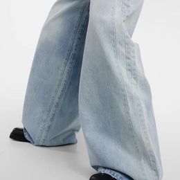 Jean bleu à jambes larges pour hommes et femmes, pantalon de rue, 2024