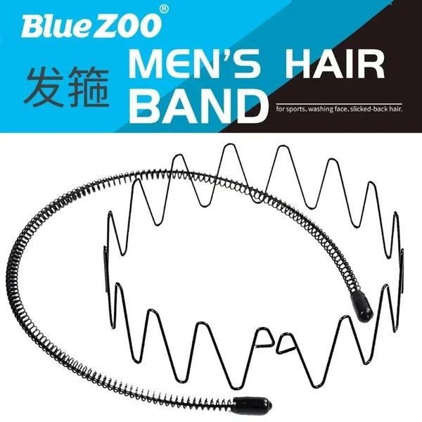 2024 Bluezoo Cross Bordes Trade Exterior Men's y femenino Cabeza, cabeza trasera, banda de cabello invisible deportivo, bucle de alambre de hierro de olas grandes, para la diadema deportivo elástico