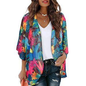 2024 Boheemian Gedrukte vrouwen Summer Beach Wear Bikini Wrap Dress Pareo Tunic Swim Suit bedekken lang Kimono Cardigan Top 240426