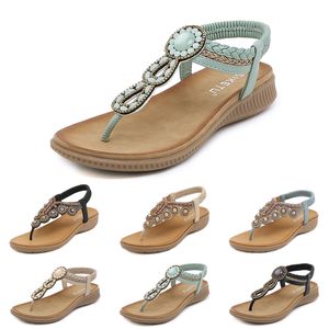 2024 Boheemse sandalen vrouwen slippers wig gladiator sandaal dames elastische strandschoenen snaar kralen kleur33 gai