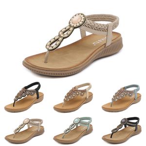 2024 Boheemse sandalen vrouwen slippers wig gladiator sandaal dames elastische strandschoenen snaar kraal kleur32 gai