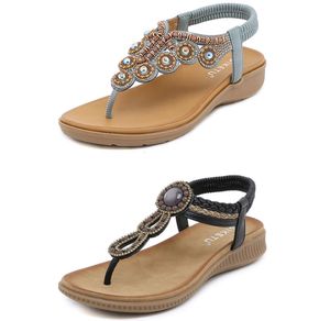 2024 Bohemian Sandals Femmes Pantres de coins Gladiator Sandale Femas Elastique Chaussures Perle Color29 GAI-853 GAI-853