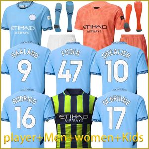 2024 BOOD HAALAND MANS CITIONS FODEN SOCCER JERSEYS GREALISH J.ALVAREZ DE BRUYNE DOKU 2025 KOVACIC RODRIGO PHILLIPS EDERSON M. Voetbal Tops Long Shirts Kids Kit