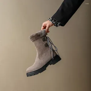 2024 BOOTS 951 AUTUME D'HIVER YQBTDL FURCHE FLOCK CONDE SNOYS DAMES PLAT BOARD FROBS French Style Botas Botas Black Knot Chaussures Femme C 41