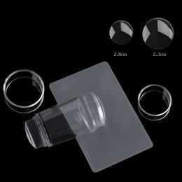 2024 Geboren mooie nail art -sjablonen Clear Jelly Silicone Stamper Enail stempelplaatschraper met dop transparante nagelstormer voor geboren