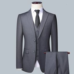 2024 Boutique Mens Fashion Business Blazer Vest Pantalon Gentlemans Wedding Casual Professional Formal Suit 3 Piece S-5XL 240423