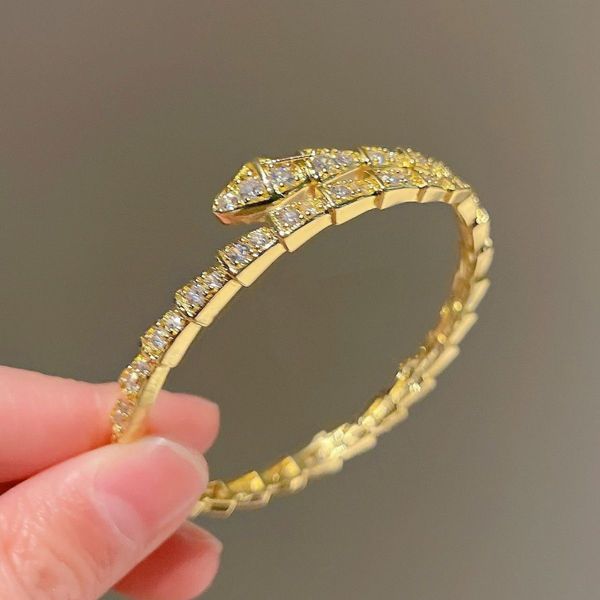 2024 Bracelet Designer Femmes Top Qualité Bracelet Serpent Os Plein Diamant Bracelet Femme Classique Argent Diamant Ouvert Bracelet Femme Polyvalentq5