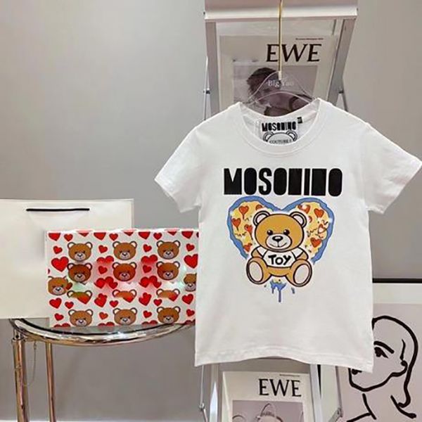 2024 Marque Bébé Designer Enfant T-shirts D'été Filles Garçons Mode T-shirts Enfants Enfants Hauts Décontractés À La Mode Ours Imprimé T-shirts