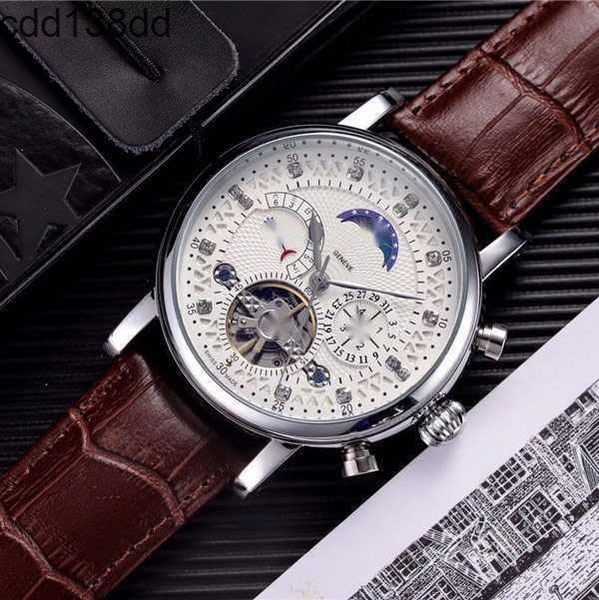 2024 Brand Designer Mens Watches Fashion Mechanical Automatic Luxury Watch Sobre en cuir Diamond DayDate Moon Phase Motion Wrist Wristcs for Men Pathers Day Gift