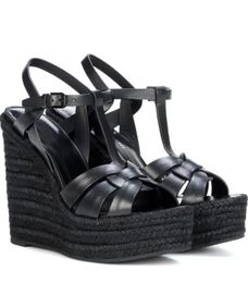 2024 Marque Lady compensées Hommage en cuir compensées espadrilles sandales Femmes sandales compensées talons hauts chaussures design de luxe