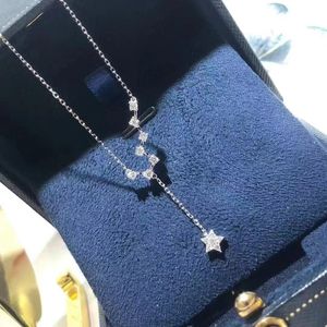 2024 Marque Star Pendentif Simple Mode Bijoux 925 Sterling Argent Pave Saphir Blanc CZ Diamant Pierres Précieuses Fête Femmes Mariage Clavicule Collier Cadeau